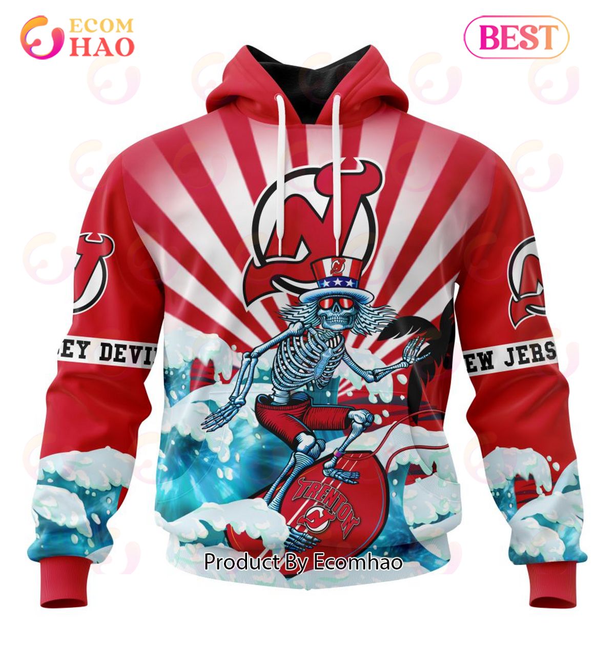 NHL New Jersey Devils Specialized Kits For The Grateful Dead 3D Hoodie