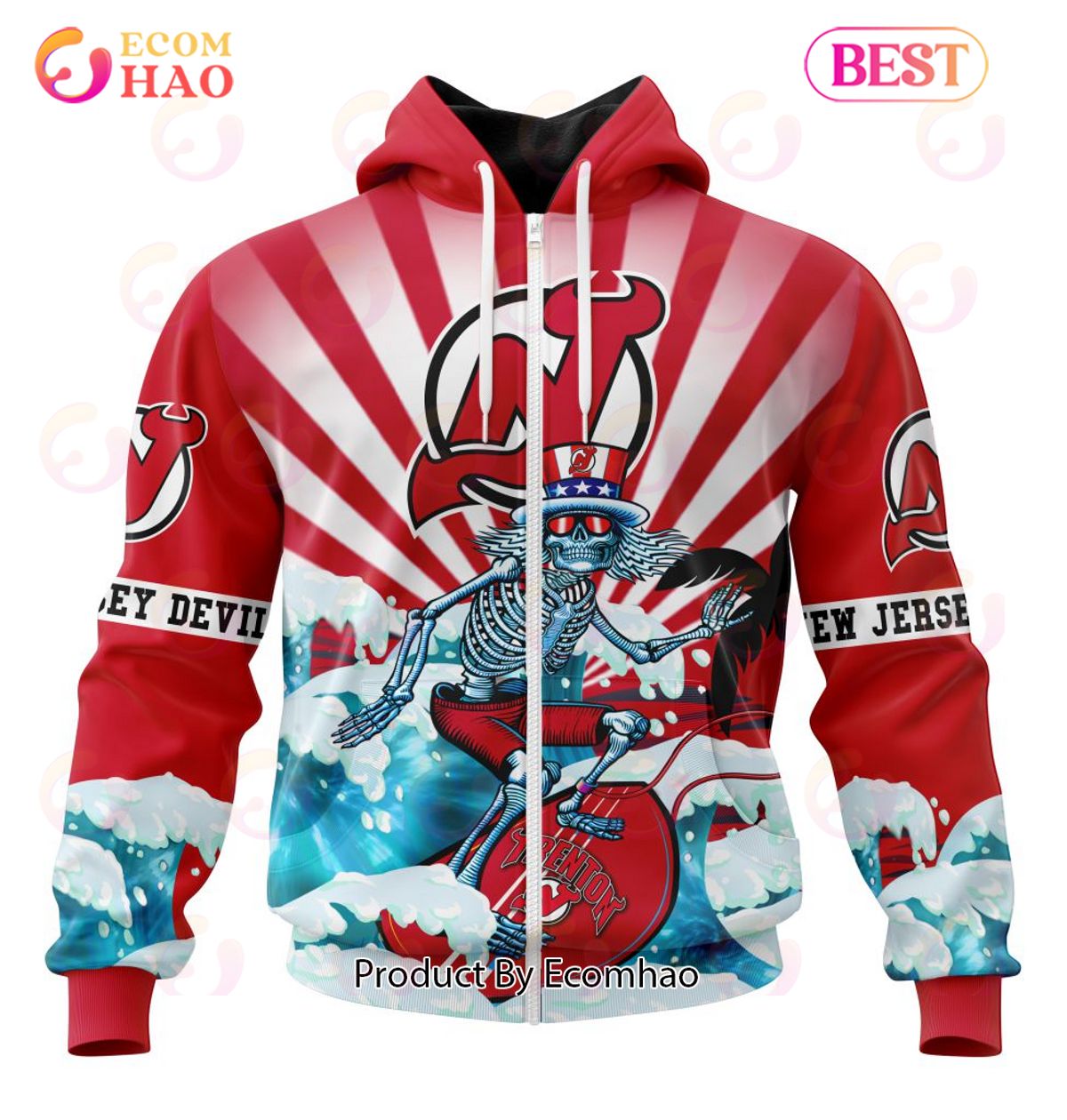 NHL New Jersey Devils Specialized Kits For The Grateful Dead 3D Hoodie