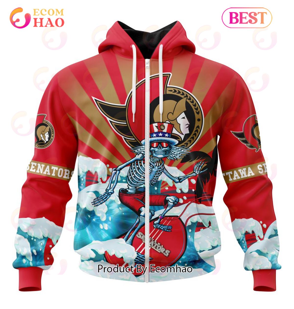 NHL Ottawa Senators Specialized Kits For The Grateful Dead 3D Hoodie