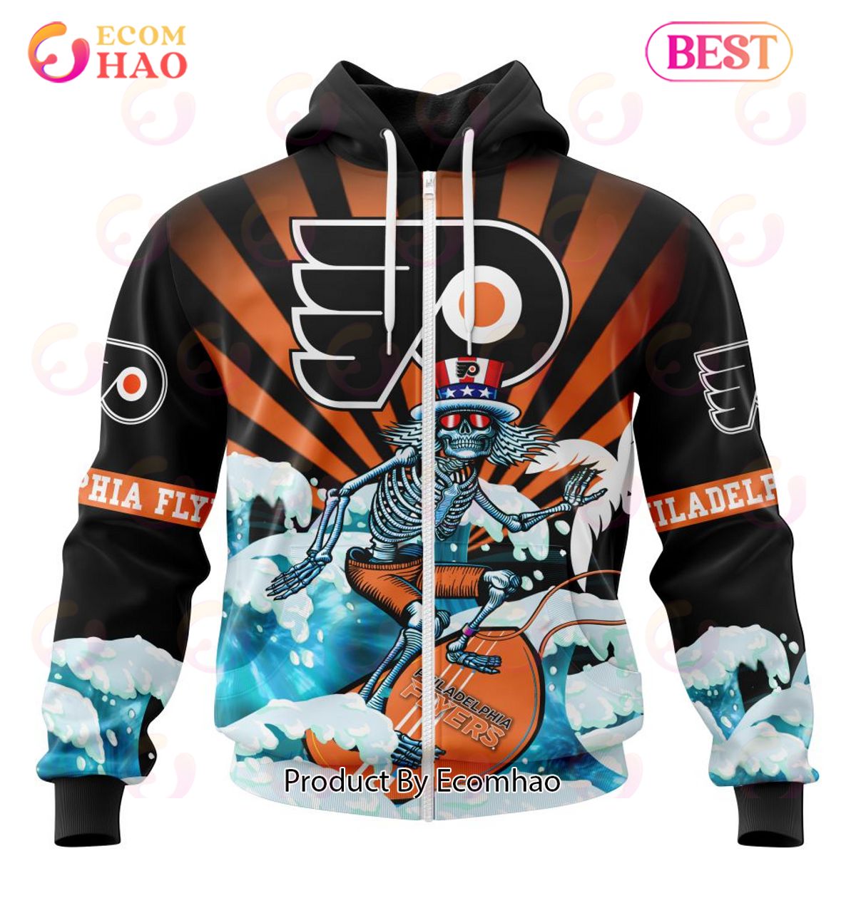 NHL Philadelphia Flyers Specialized Kits For The Grateful Dead 3D Hoodie