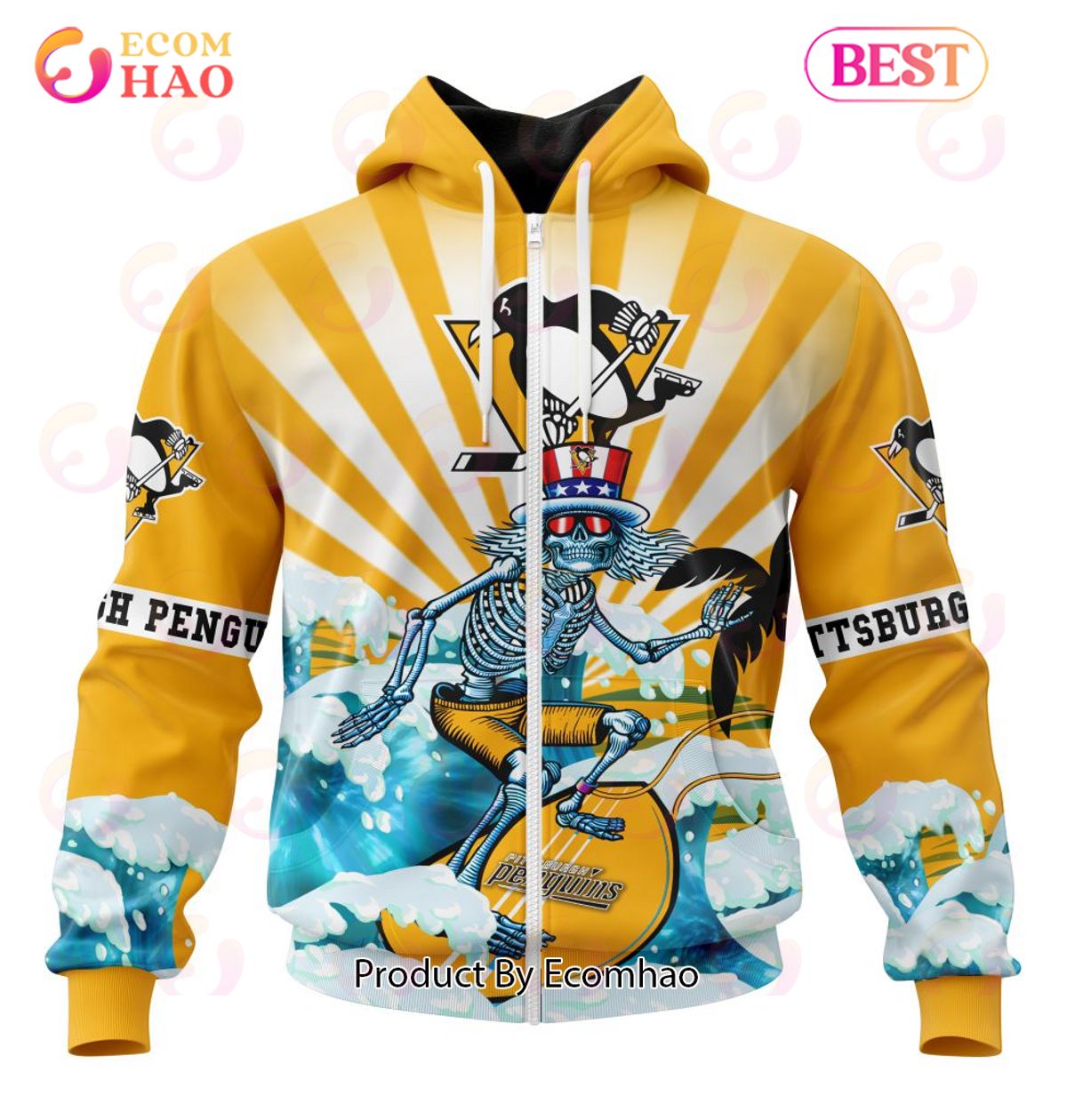 NHL Pittsburgh Penguins Specialized Kits For The Grateful Dead 3D Hoodie