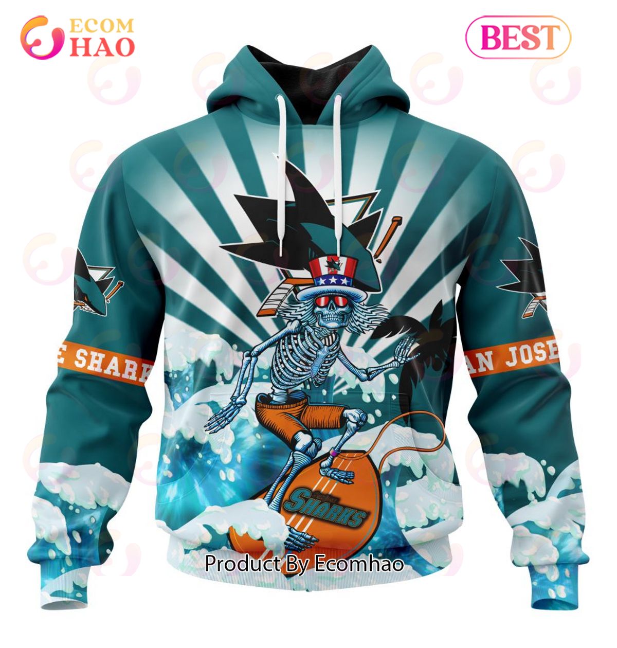 NHL San Jose Sharks Specialized Kits For The Grateful Dead 3D Hoodie