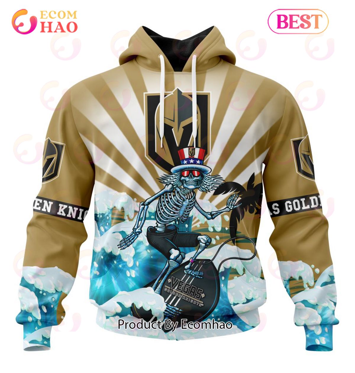 NHL Vegas Golden Knights Specialized Kits For The Grateful Dead 3D Hoodie