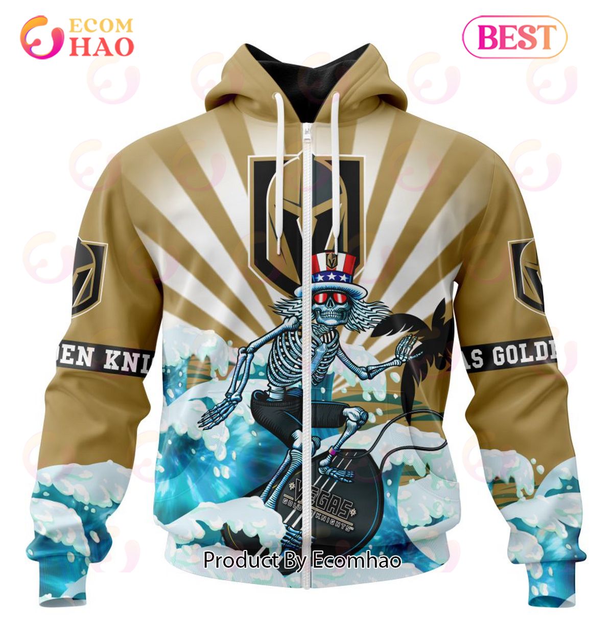 NHL Vegas Golden Knights Specialized Kits For The Grateful Dead 3D Hoodie