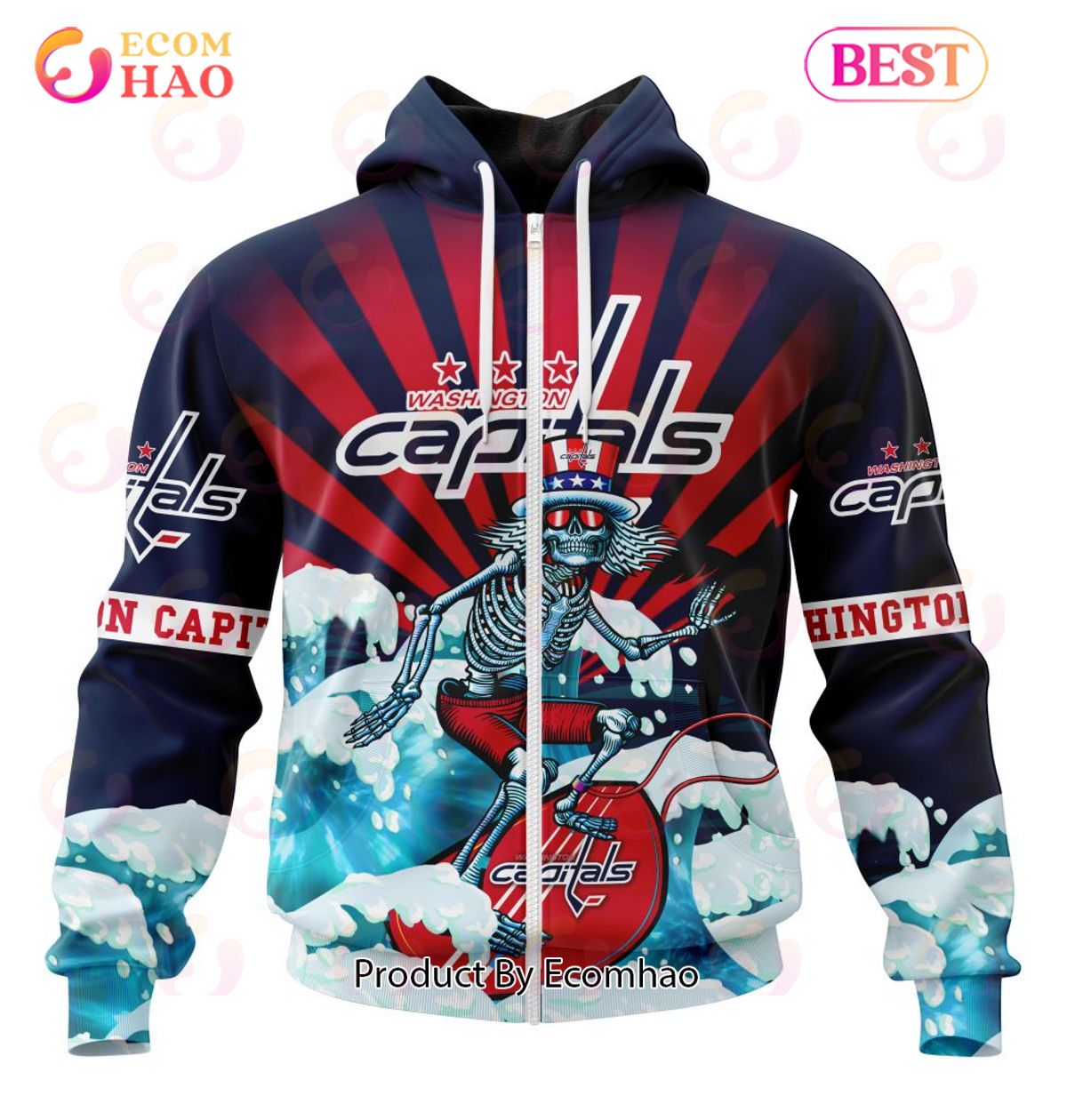 NHL Washington Capitals Specialized Kits For The Grateful Dead 3D Hoodie