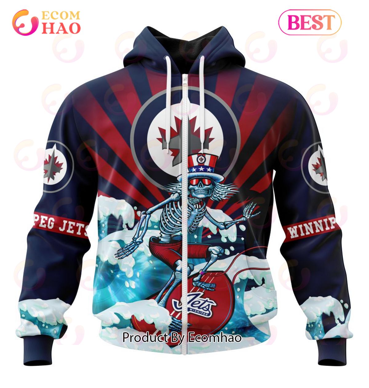 NHL Winnipeg Jets Specialized Kits For The Grateful Dead 3D Hoodie