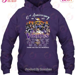 62nd Anniversary 1961 – 2023 Vikings Thank You For The Memories T-Shirt