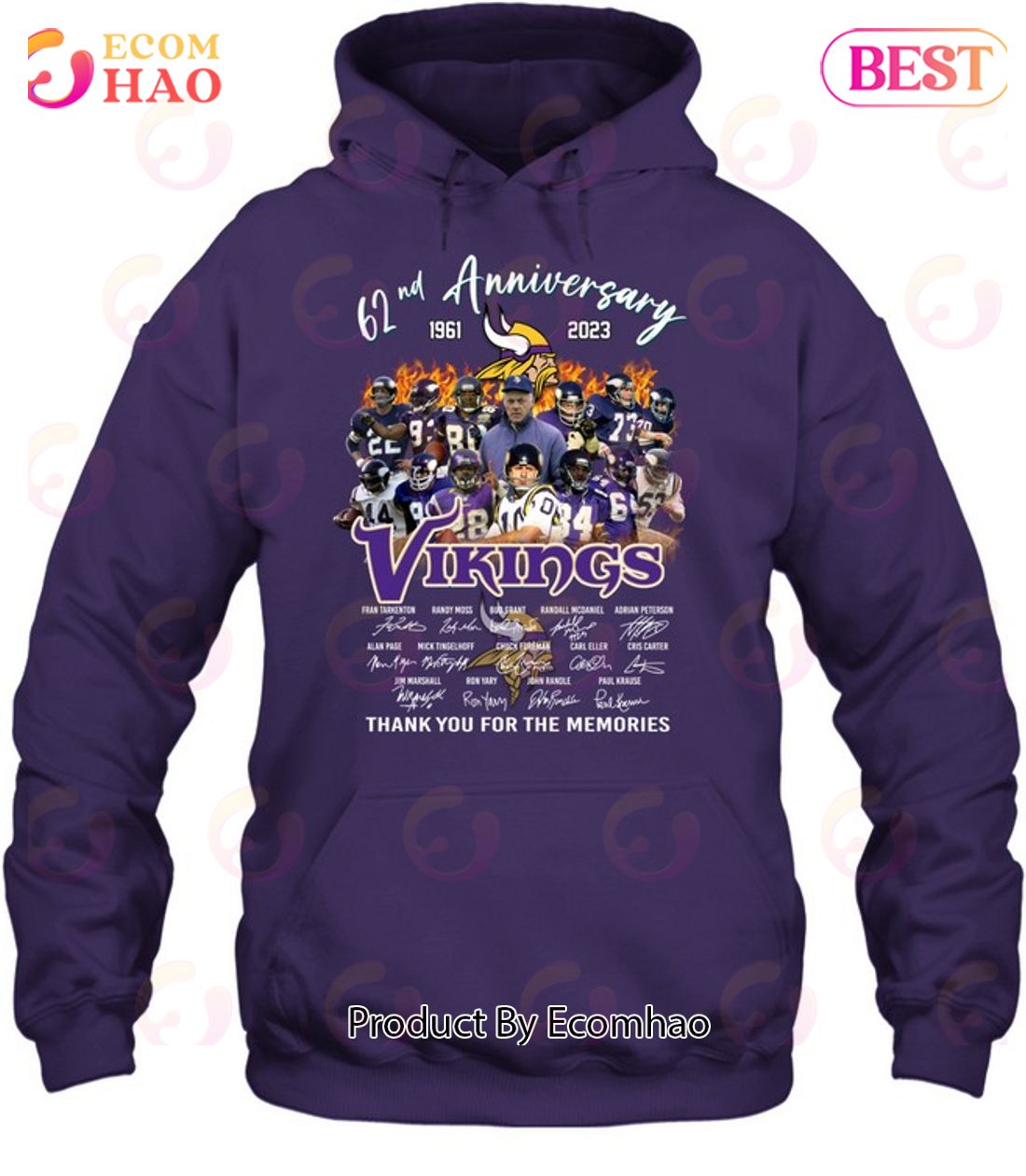 62nd Anniversary 1961 – 2023 Vikings Thank You For The Memories T-Shirt