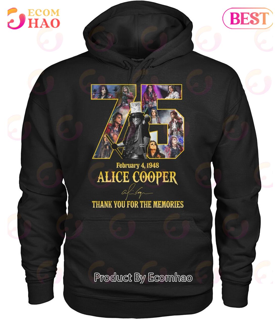 February 4, 1948 Alice Cooper 75 Years Thank You For The Memories T-Shirt