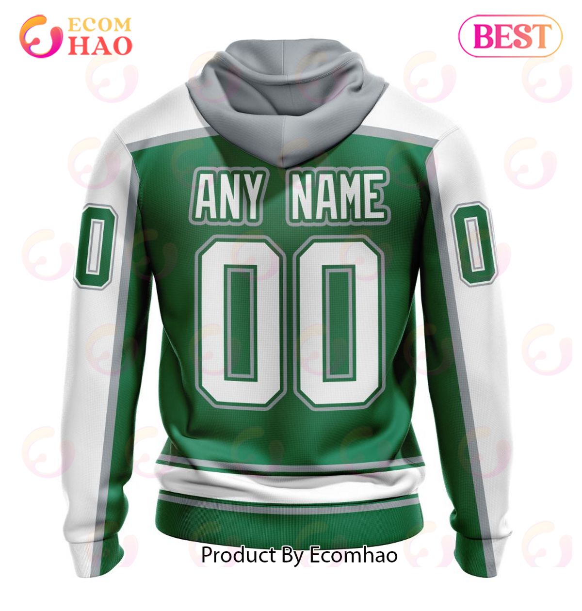 NHL Dallas Stars Custom Name Number Retro Green Concepts Fleece Oodie