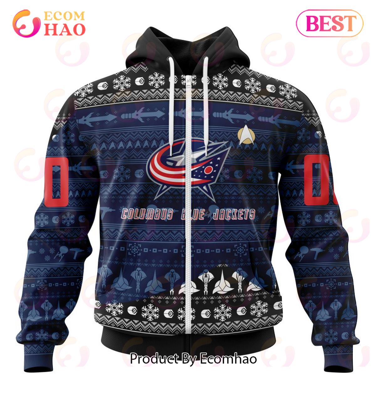 NHL Columbus Blue Jackets Special Star Trek Design 3D Hoodie