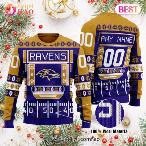 Baltimore Ravens Christmas Cool Reindeer 3D Ugly Christmas Sweater For Fans  - Banantees