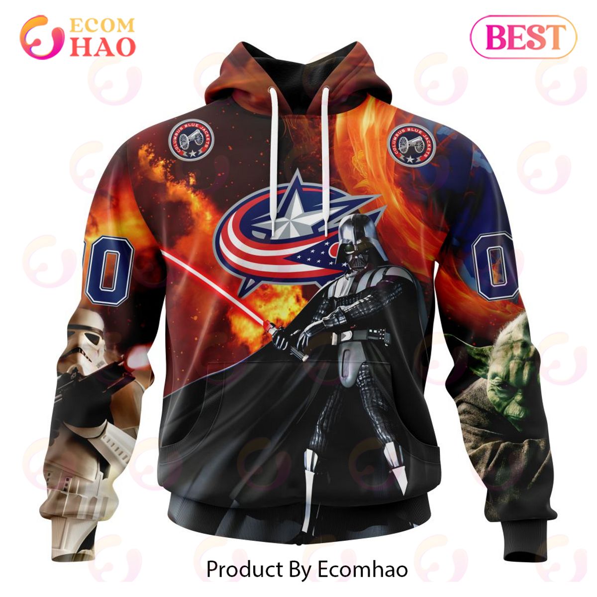 NHL Columbus Blue Jackets Specialized Design X Star War 3D Hoodie