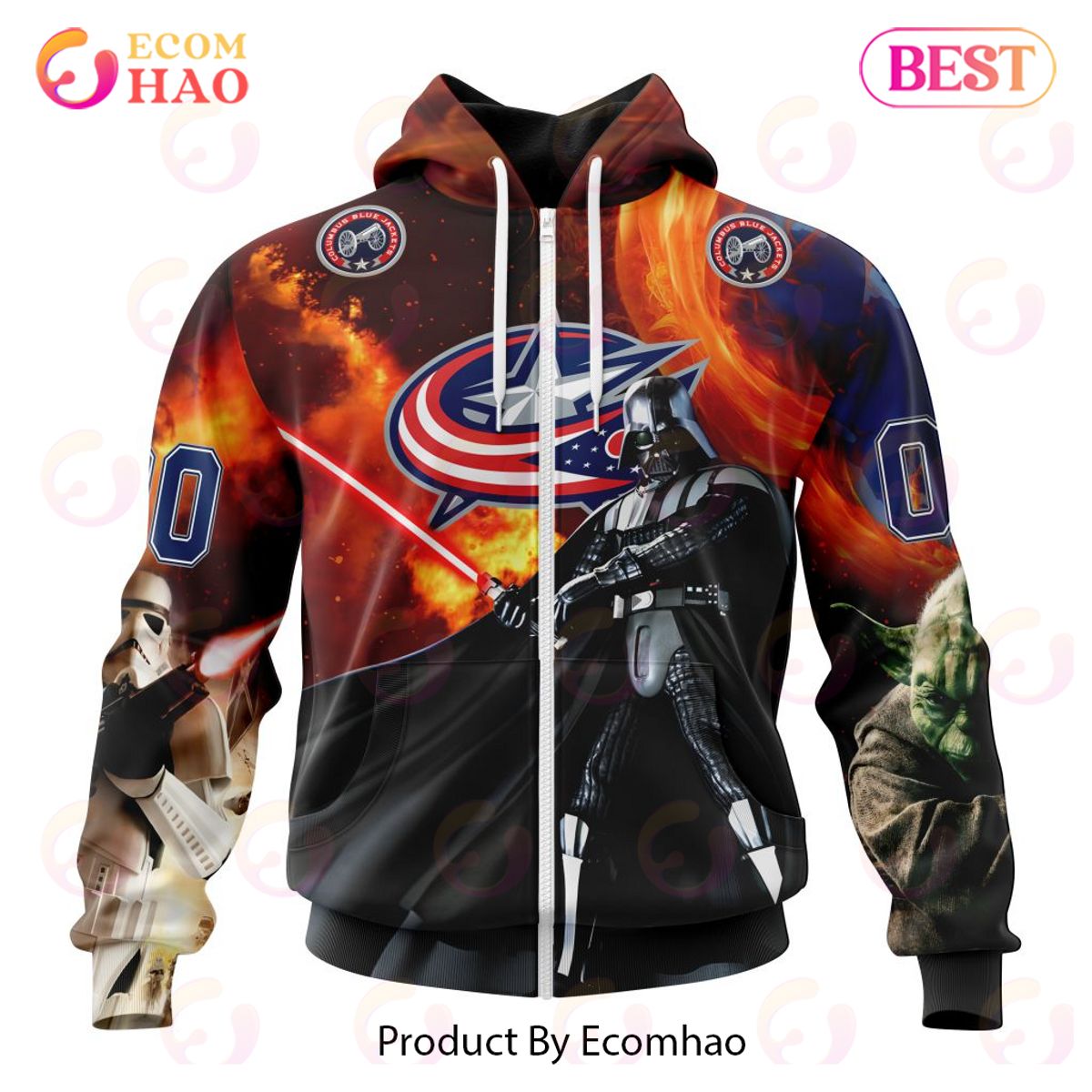 NHL Columbus Blue Jackets Specialized Design X Star War 3D Hoodie