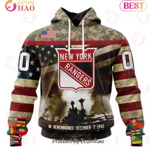 NHL New York Rangers Specialized Unisex Kits Remember Pearl Harbor 3D Hoodie