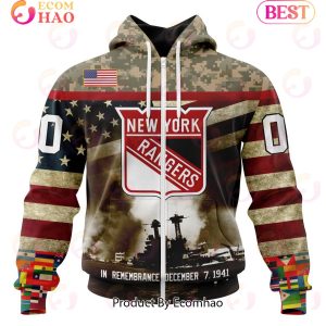NHL New York Rangers Specialized Unisex Kits Remember Pearl Harbor 3D Hoodie