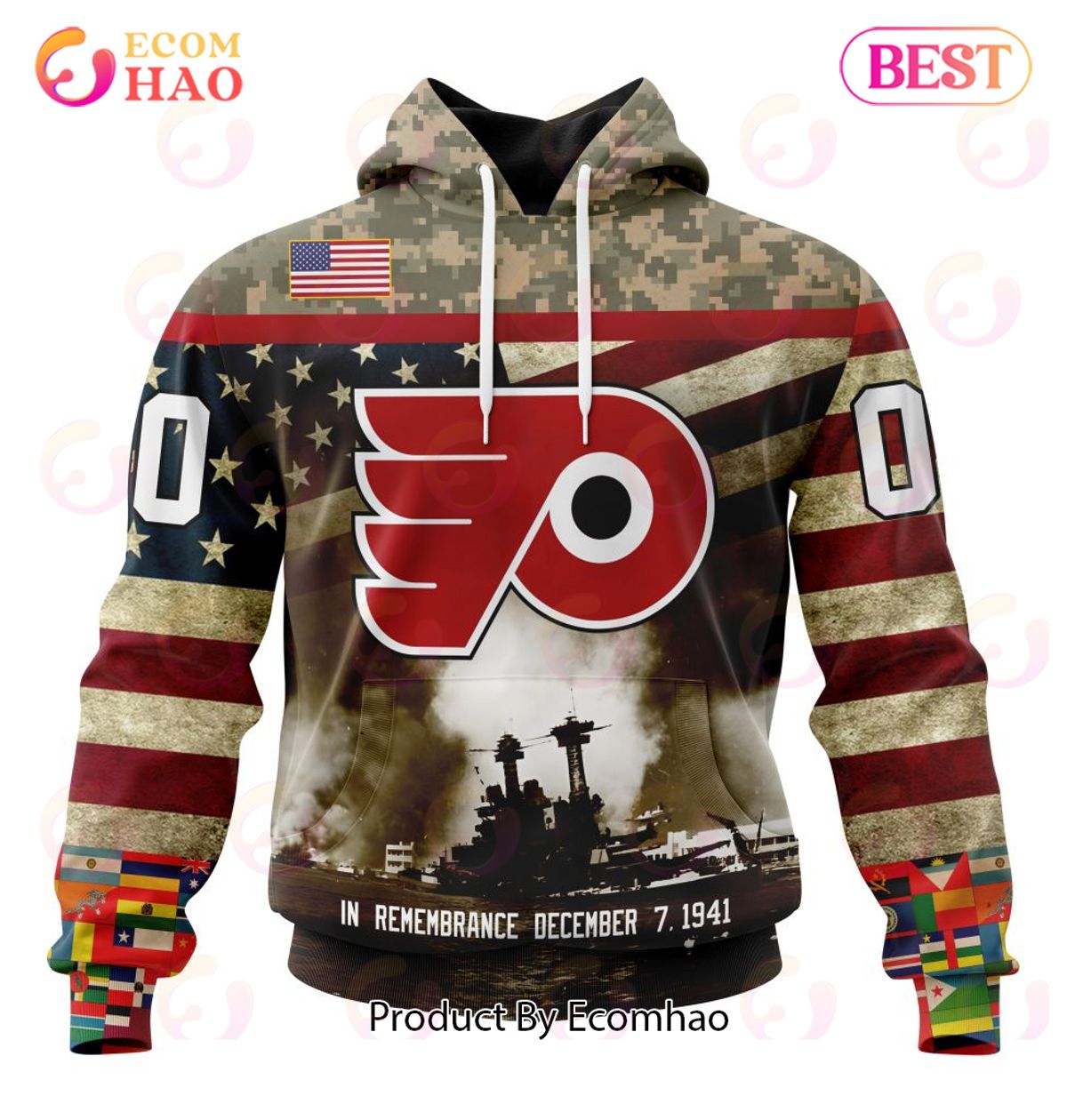 NHL Philadelphia Flyers Specialized Unisex Kits Remember Pearl Harbor 3D Hoodie