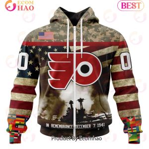 NHL Philadelphia Flyers Specialized Unisex Kits Remember Pearl Harbor 3D Hoodie