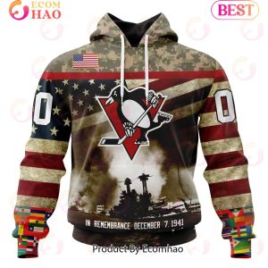 NHL Pittsburgh Penguins Specialized Unisex Kits Remember Pearl Harbor 3D Hoodie