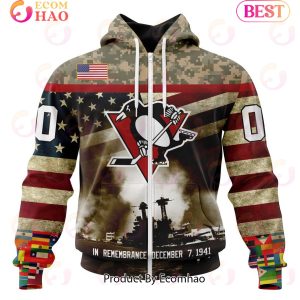NHL Pittsburgh Penguins Specialized Unisex Kits Remember Pearl Harbor 3D Hoodie