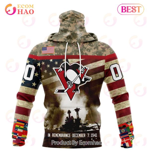 NHL Pittsburgh Penguins Specialized Unisex Kits Remember Pearl Harbor 3D Hoodie