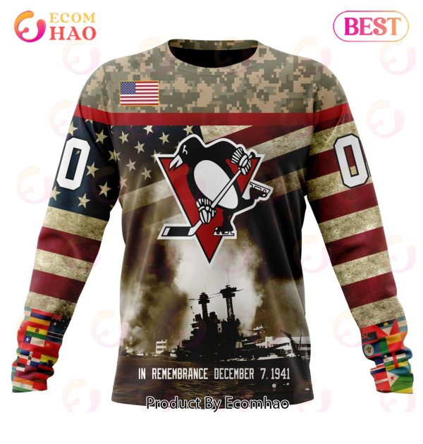NHL Pittsburgh Penguins Specialized Unisex Kits Remember Pearl Harbor 3D Hoodie
