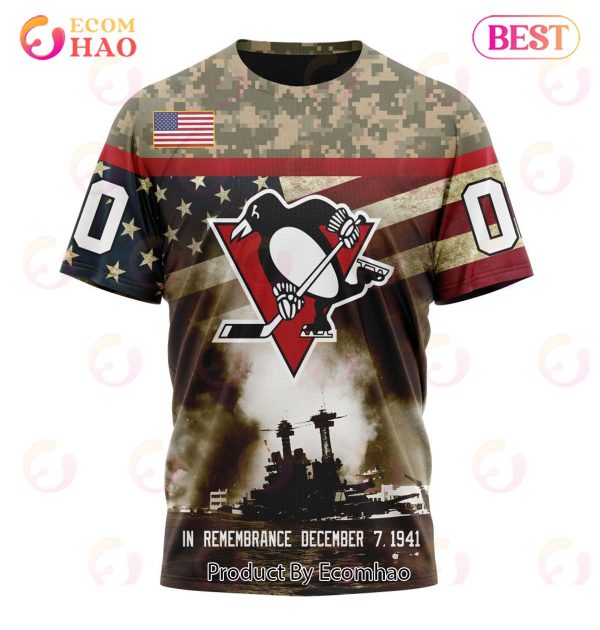 NHL Pittsburgh Penguins Specialized Unisex Kits Remember Pearl Harbor 3D Hoodie