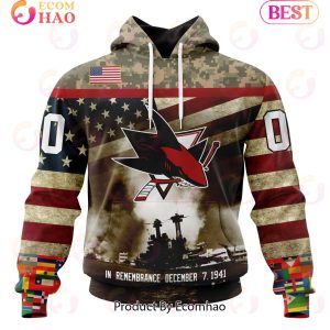 NHL San Jose Sharks Specialized Unisex Kits Remember Pearl Harbor 3D Hoodie