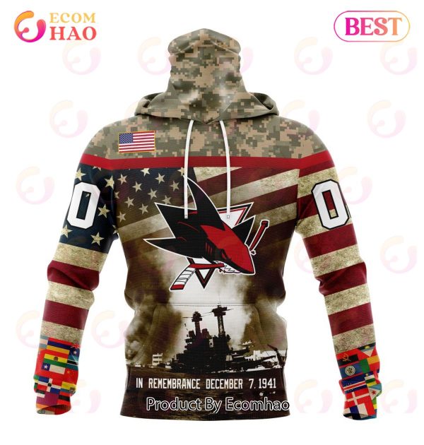 NHL San Jose Sharks Specialized Unisex Kits Remember Pearl Harbor 3D Hoodie