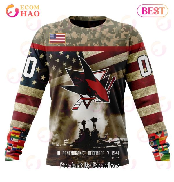 NHL San Jose Sharks Specialized Unisex Kits Remember Pearl Harbor 3D Hoodie