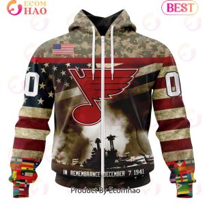 NHL St. Louis Blues Specialized Unisex Kits Remember Pearl Harbor 3D Hoodie