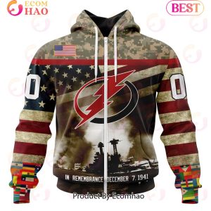NHL Tampa Bay Lightning Specialized Unisex Kits Remember Pearl Harbor 3D Hoodie