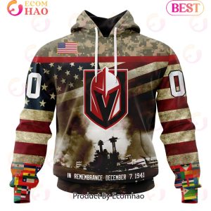 NHL Vegas Golden Knights Specialized Unisex Kits Remember Pearl Harbor 3D Hoodie