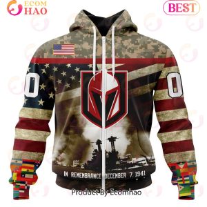 NHL Vegas Golden Knights Specialized Unisex Kits Remember Pearl Harbor 3D Hoodie