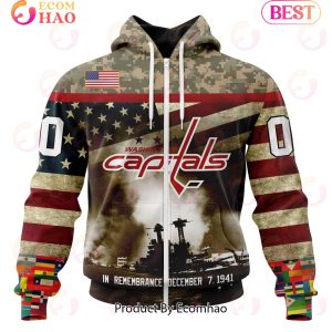 NHL Washington Capitals Specialized Unisex Kits Remember Pearl Harbor 3D Hoodie