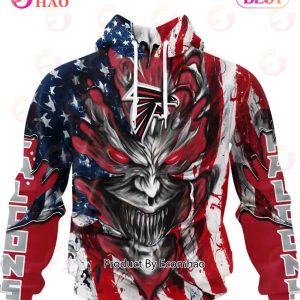 Atlanta Falcons Demon Face American Flag 3D Unisex Hoodie