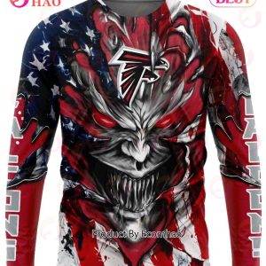Atlanta Falcons Demon Face American Flag 3D Unisex Hoodie