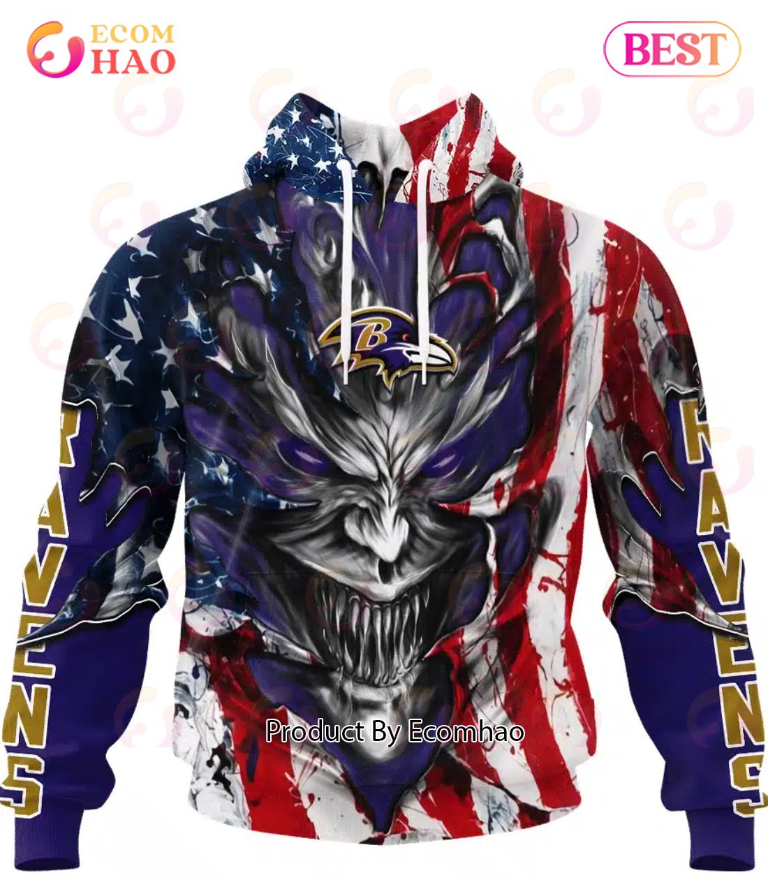 Custom Mens Ravens Hoodie 3D Amazing USA Flag Baltimore Ravens Christmas  Gifts - Personalized Gifts: Family, Sports, Occasions, Trending