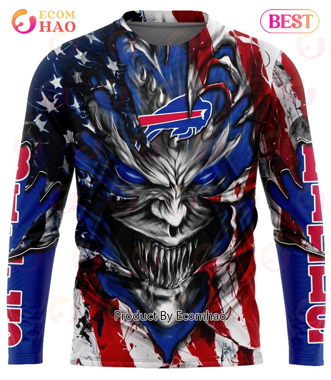 18% OFF Buffalo Bills Hoodies 3D Halloween Horror Night Sweatshirt Pullover  – 4 Fan Shop