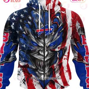 Buffalo Bills Demon Face American Flag 3D Unisex Hoodie