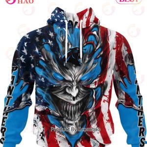 Carolina Panthers Demon Face American Flag 3D Unisex Hoodie