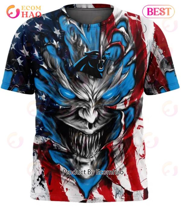 Carolina Panthers Demon Face American Flag 3D Unisex Hoodie