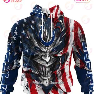 Indianapolis Colts Demon Face American Flag 3D Unisex Hoodie