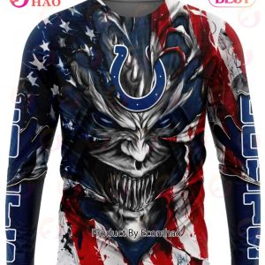 Indianapolis Colts Demon Face American Flag 3D Unisex Hoodie