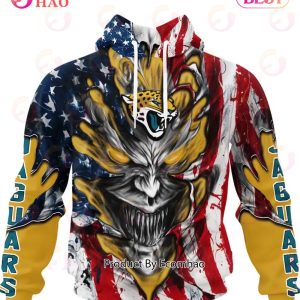 Jacksonville Jaguars Demon Face American Flag 3D Unisex Hoodie