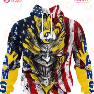 Los Angeles Rams Demon Face American Flag 3D Unisex Hoodie
