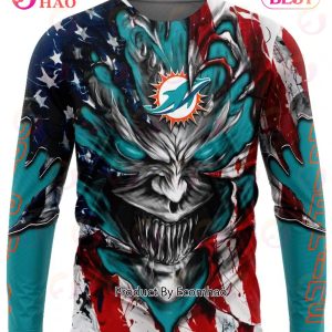 Miami Dolphins Demon Face American Flag 3D Unisex Hoodie