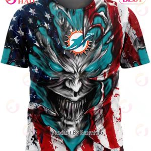 NFL Miami Dolphins US Flag Demon Face Print 3D Hawaiian Shirts