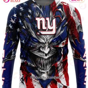 New York Giants Demon Face American Flag 3D Unisex Hoodie