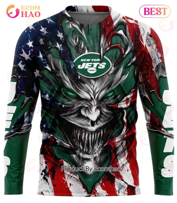 NFL New York Jets All Over Print 3D T Shirt USA Flag Camo Realtree Hunting  Unisex